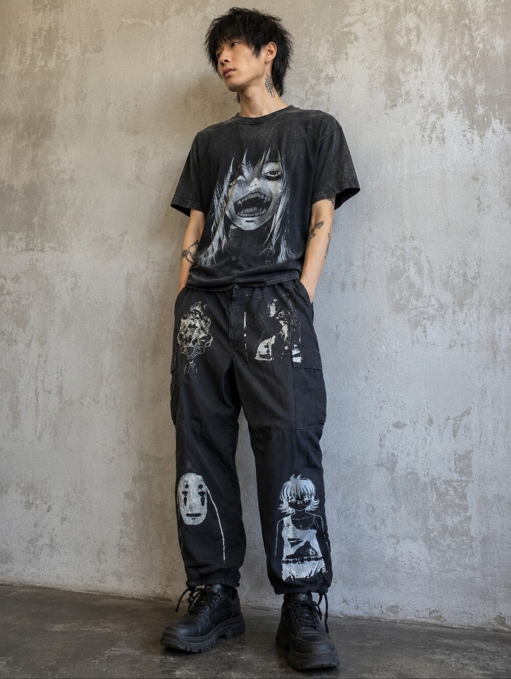 Propper Cargo Pants Mens L Black Anime Punk Grunge Techwear Japanese Streetwear
